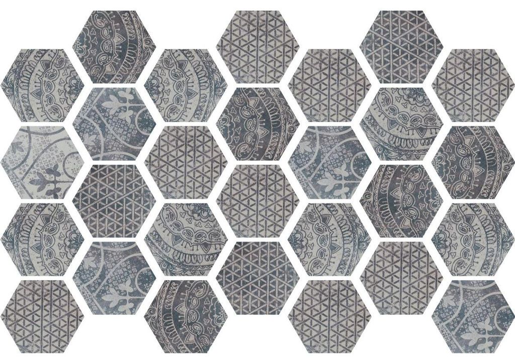 Selbstklebende Fliesenaufkleber für Küche und Bad – OLD BEAUTY HEXAGON TILES – 28 sechseckige Aufkleber, 15 x 13,5 cm