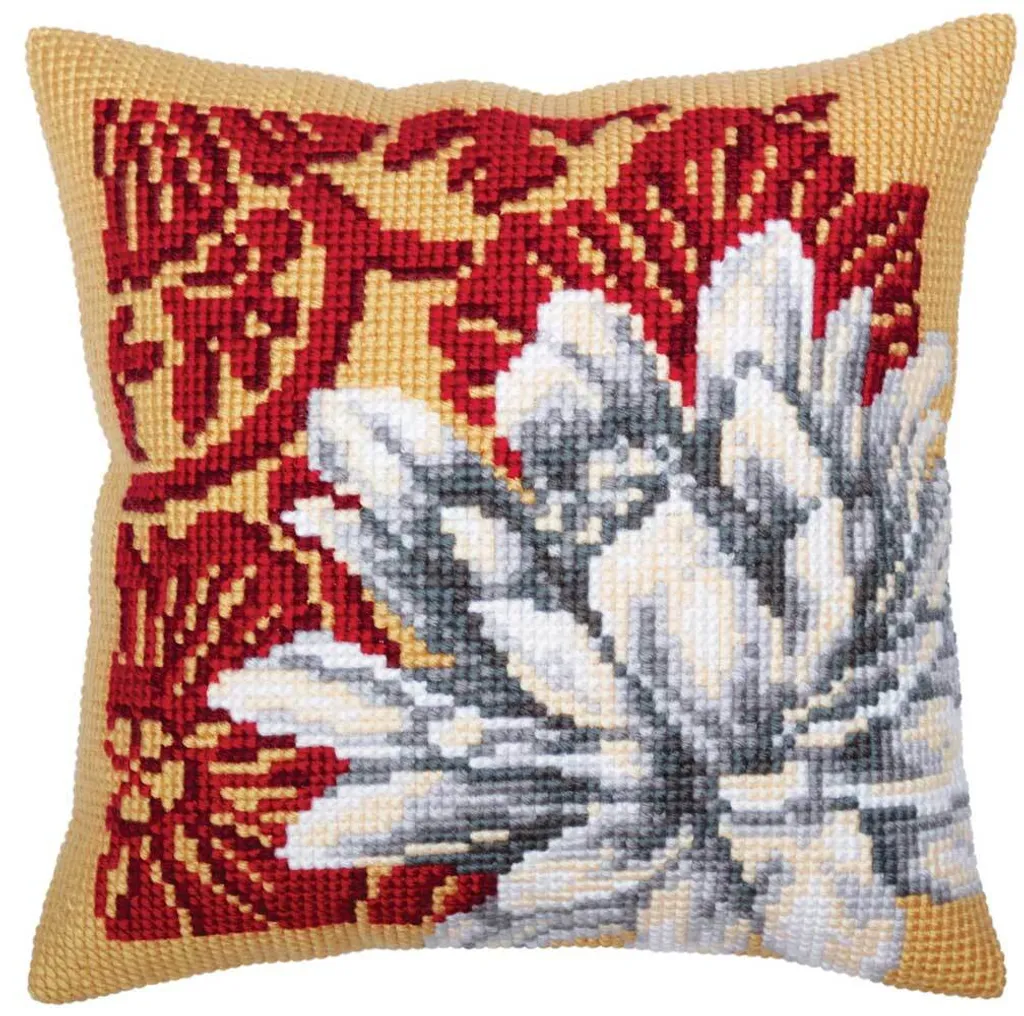 Kit Point de Croix Lotus Blanc CdA 5331 - Toile Dessinée 40x40 cm