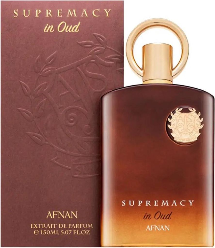 A perfume bottle and its box are displayed against a white background.