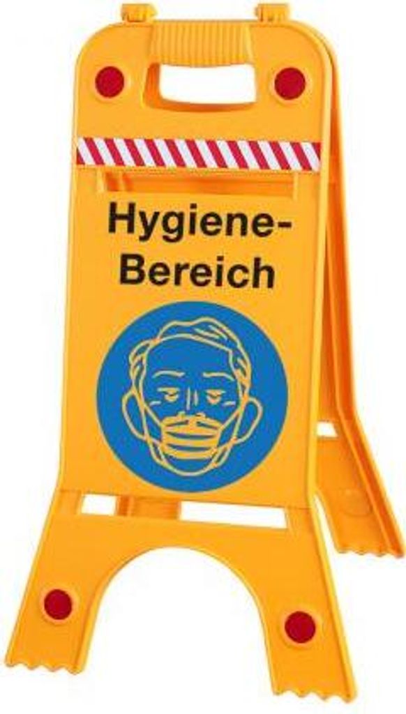 Warnaufsteller - Hygiene-Bereich Mundschutz tragen - 308646/1 - Gr. 28 cm x 66 cm - Warnschild Aufsteller