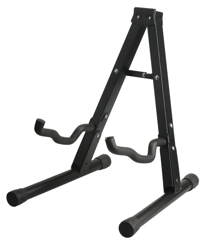 Stand guitare universel pliable en métal noir design stable format cadre en A