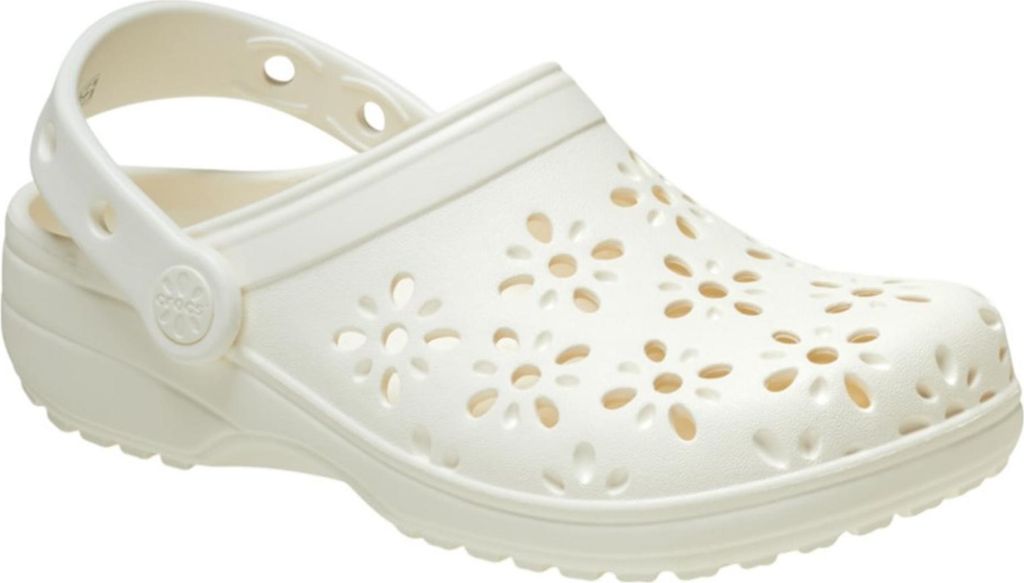 Schuhe CROCS Classic Floral Cut-Out Clog Kreide Weiss 39-40