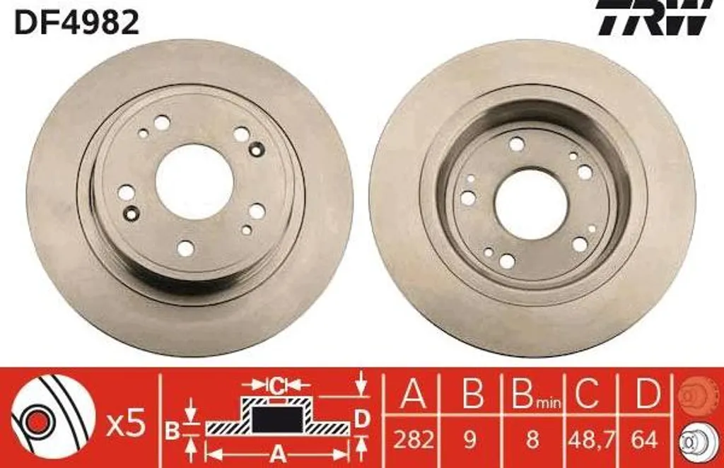 Disque de frein TRW DF4982 pour Accord OE 42510TA0A00 haute qualité