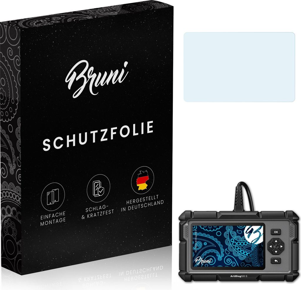 Bruni Basics-Clear 2x Schutzfolie kompatibel mit Topdon ArtiDiag500 S Folie