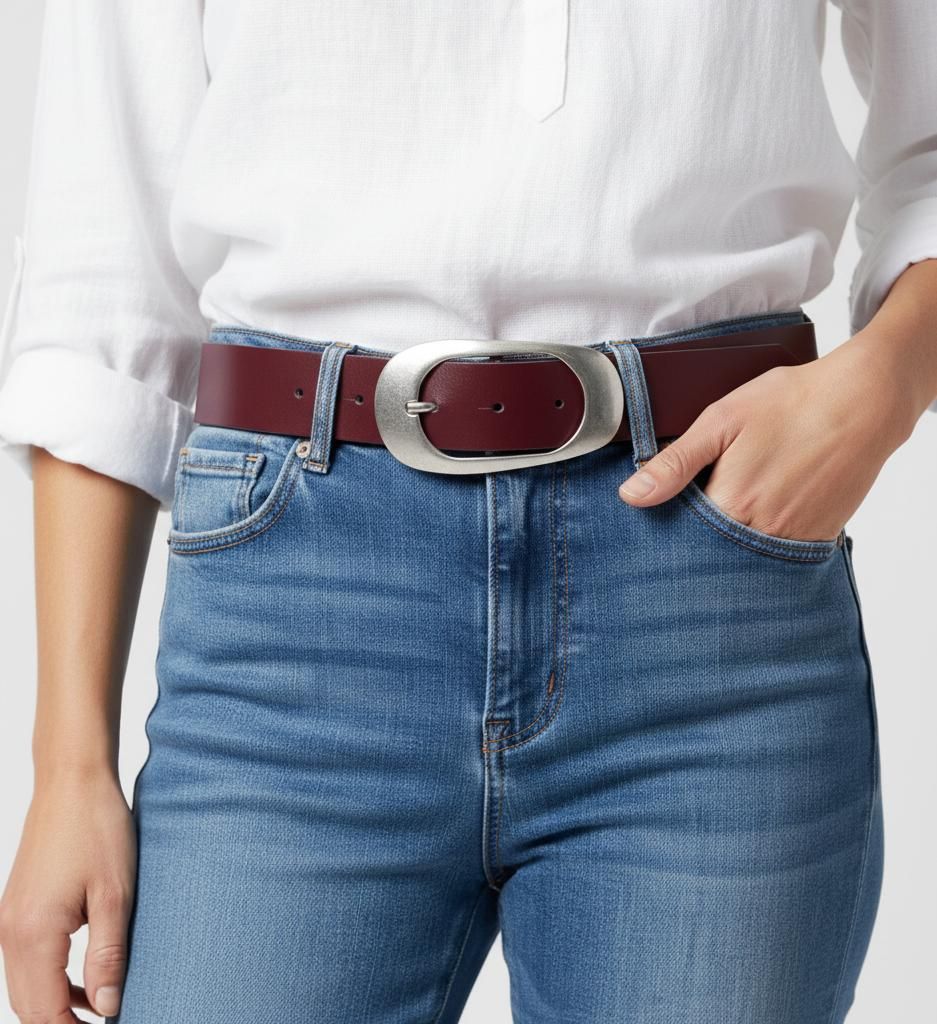 FRONHOFER Damen Ledergürtel große Dornschnalle Retro 70er Hüftgürtel, echt Leder, 4 cm