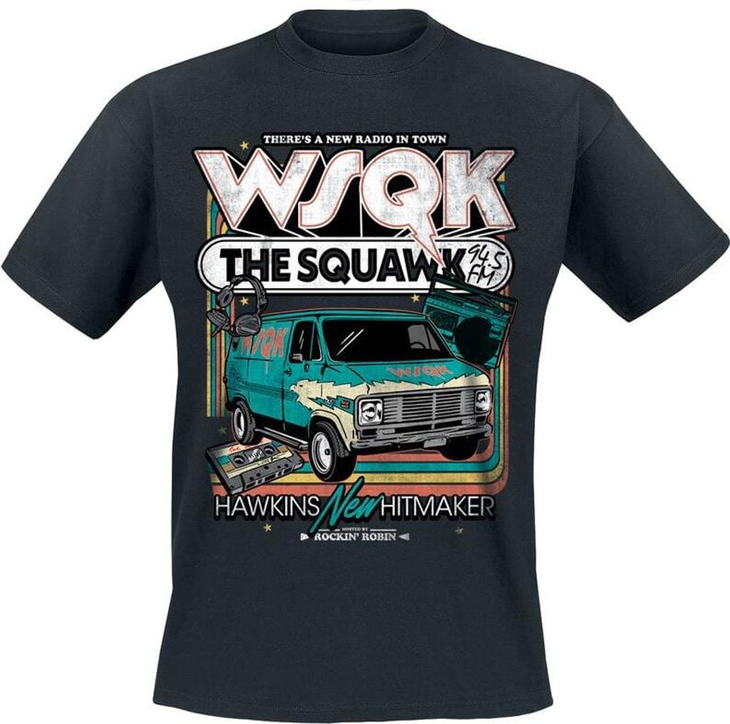 Stranger Things T-Shirt Herren Season 5 - WSQK The Squawk Retro schwarz 4XL
