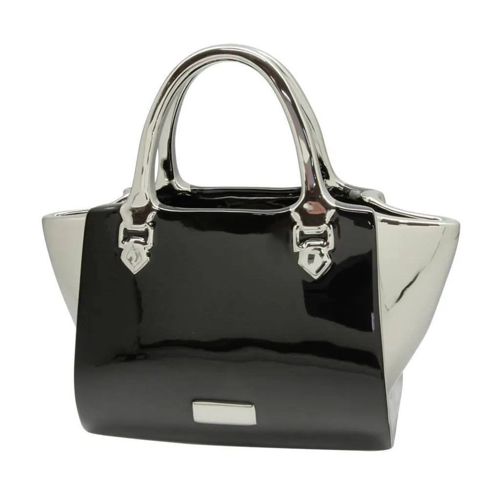 Vaso di Design Borsa Milano Nera Ceramica GILDE 43387 | 25x28cm