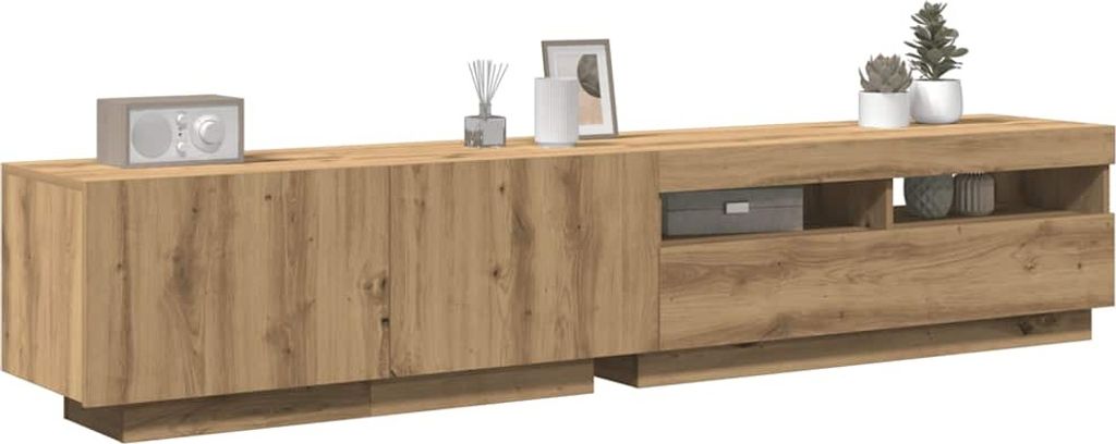 vidaXL Armoire TV avec lampes LED Chêne Artisan 200x35x40 Image du produit 