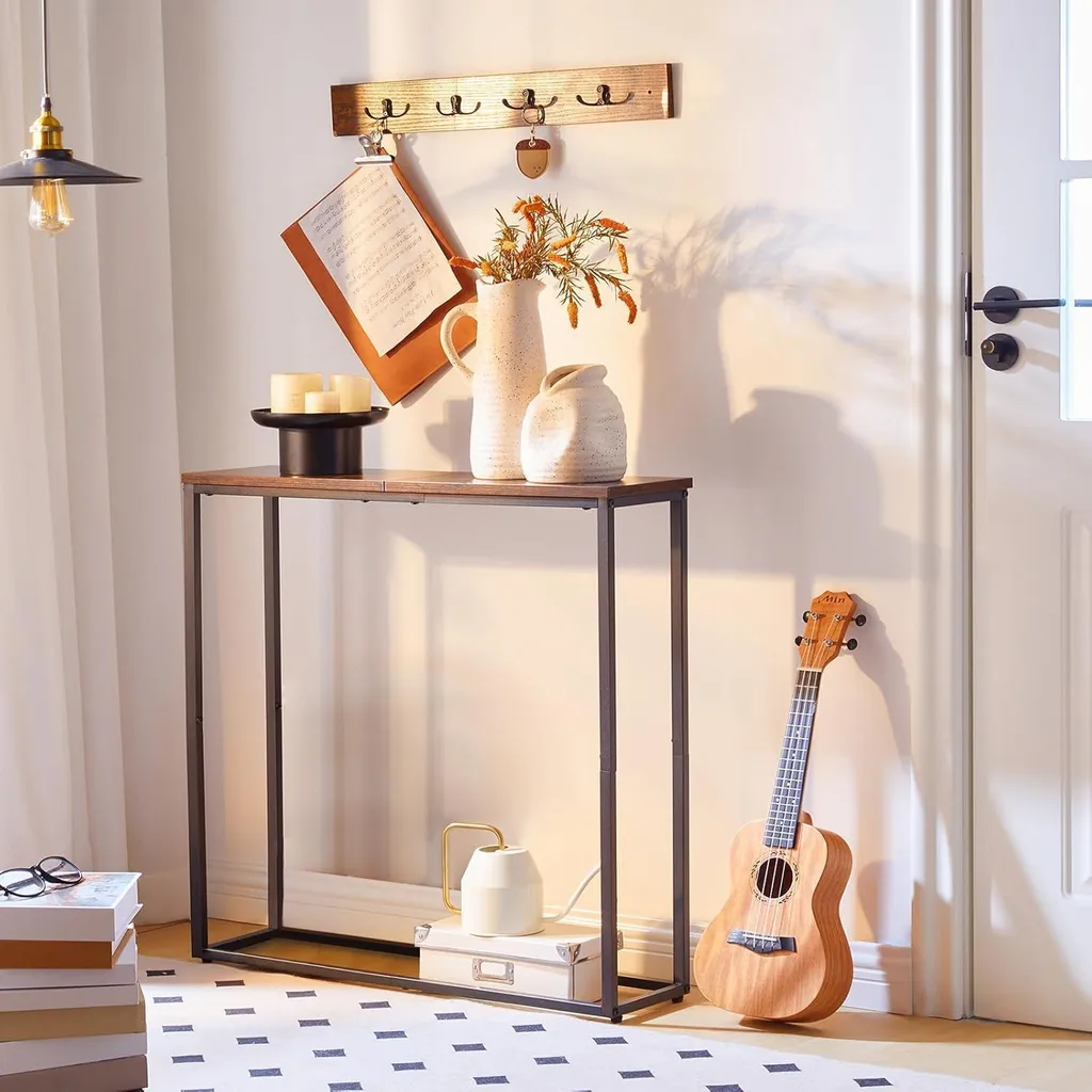 Console Entrée Industrielle 75cm - Table Console étroite Bois et Métal - 6