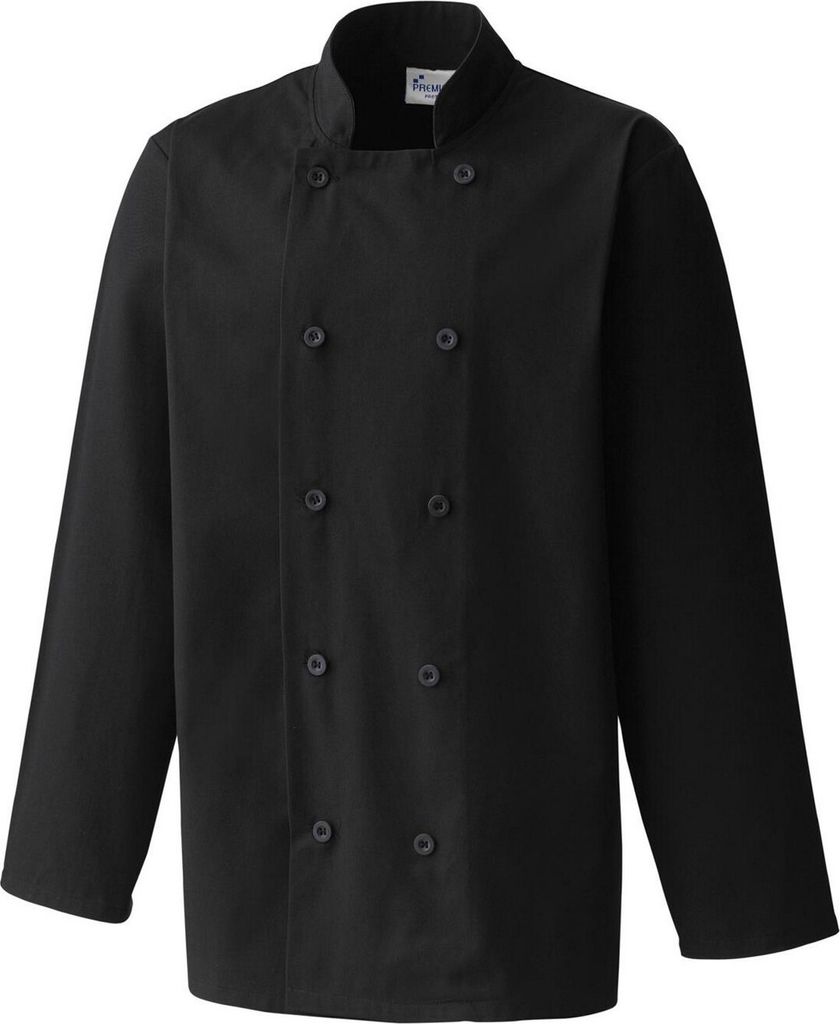 Premier - Kochjacke für Herren Langärmlig PC6708 (S) (Schwarz)