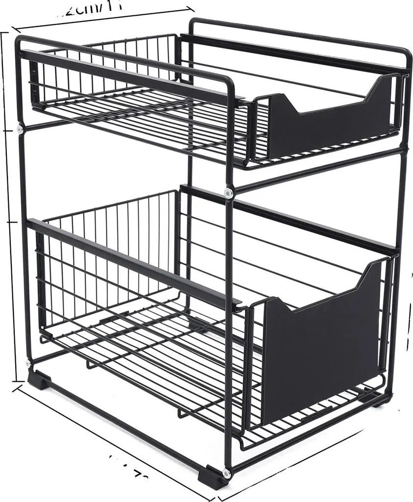 Étagère gain de place noire à deux niveaux au design minimaliste chic