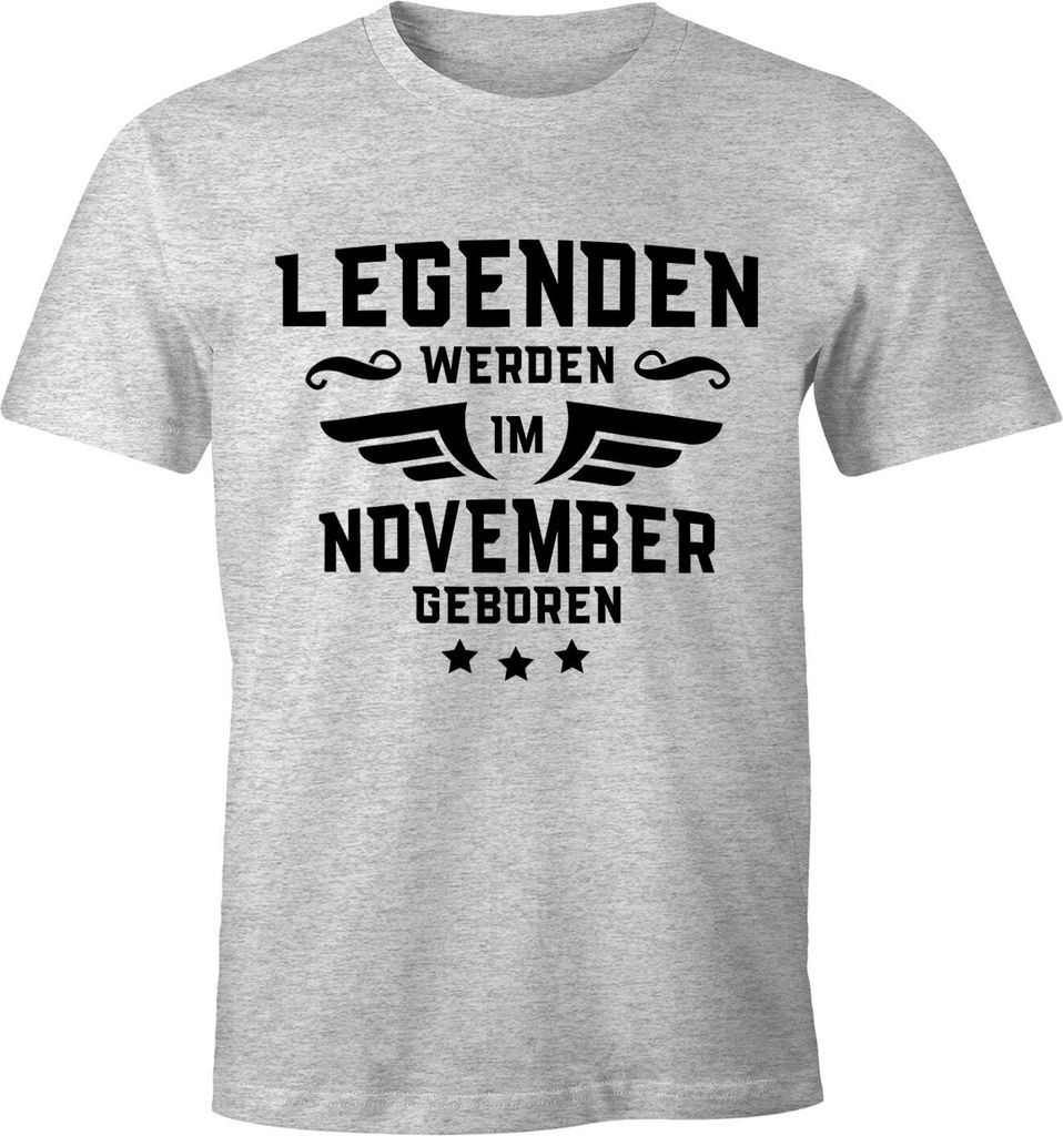 Legenden werden im Monat geboren Herren T-Shirt Geburtstag Birthday Legends are born Moonworks November grau-meliert XS
