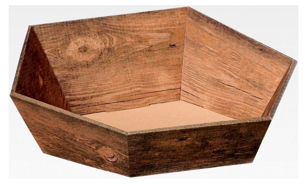Mini Sechskant Präsentkorb, 10 Stück, Braun, Wellpappe