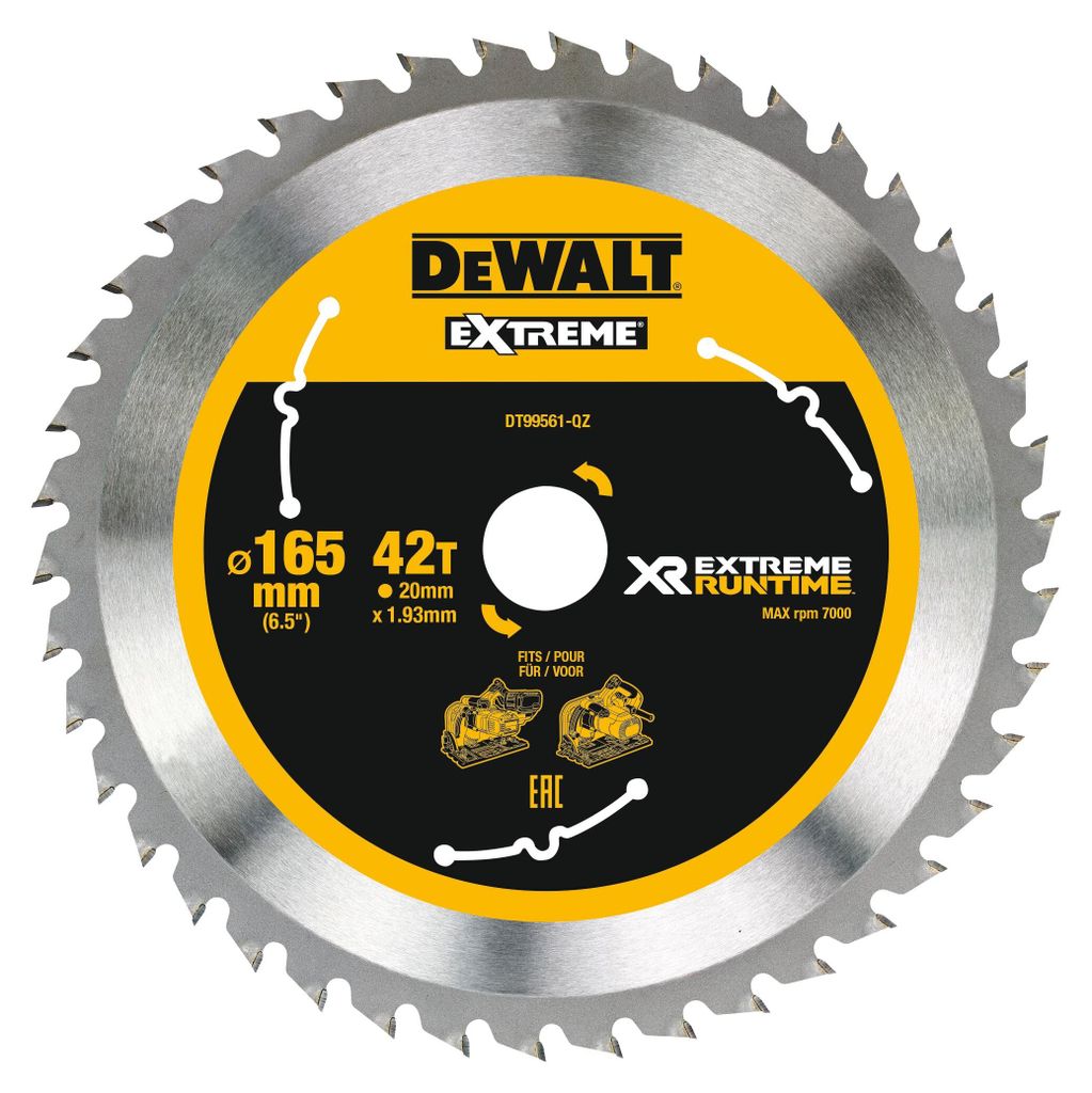 Lama circolare DEWALT per taglio a tuffo 165/20 mm 42WZ/FZ Immagine del prodotto 