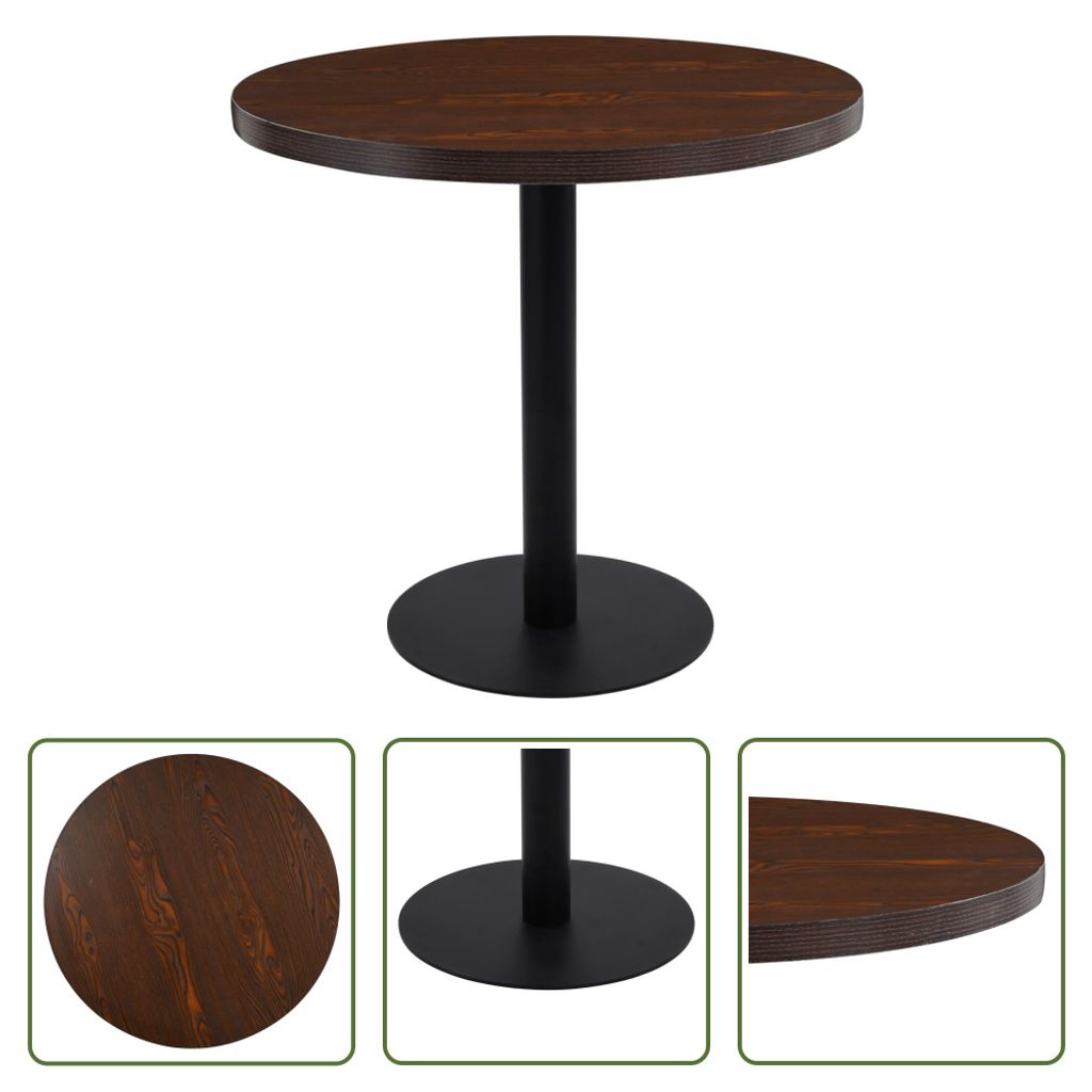 The Living Store Bistrotisch Dunkelbraun 80 cm MDF Produktbild 