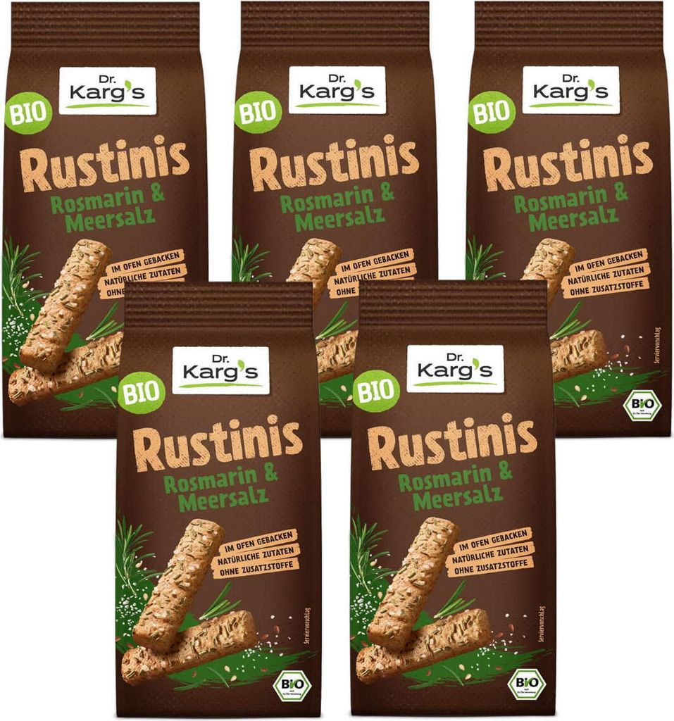 Produktbild Dr. Kargs Rustinis Bio Rosmarin und Meersalz knusprig 125g 5er Pack