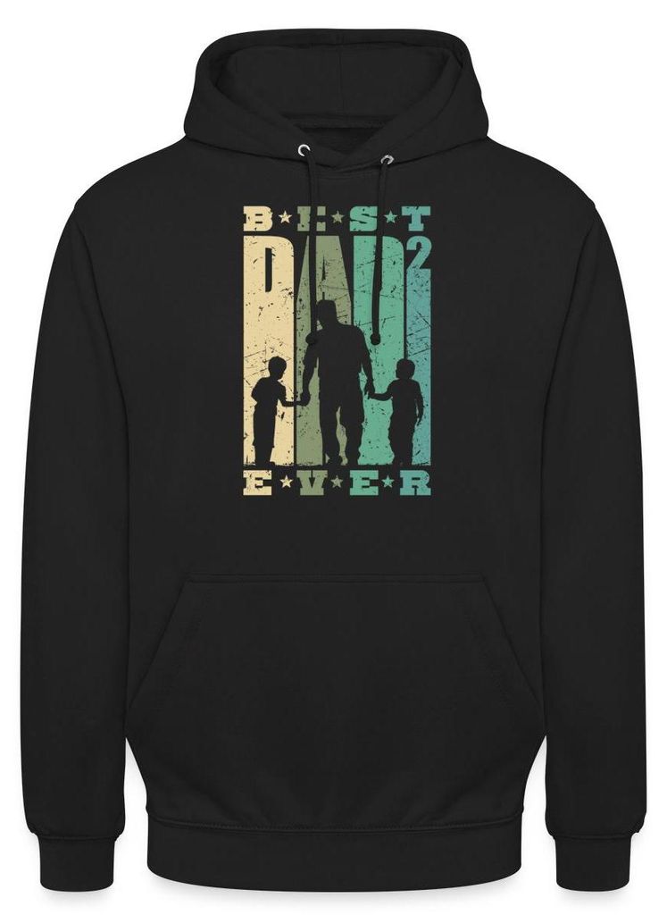 Spreadshirt Best Dad 2 Ever Vater Von Zwei Kindern Uni Hoodie, M, Schwarz