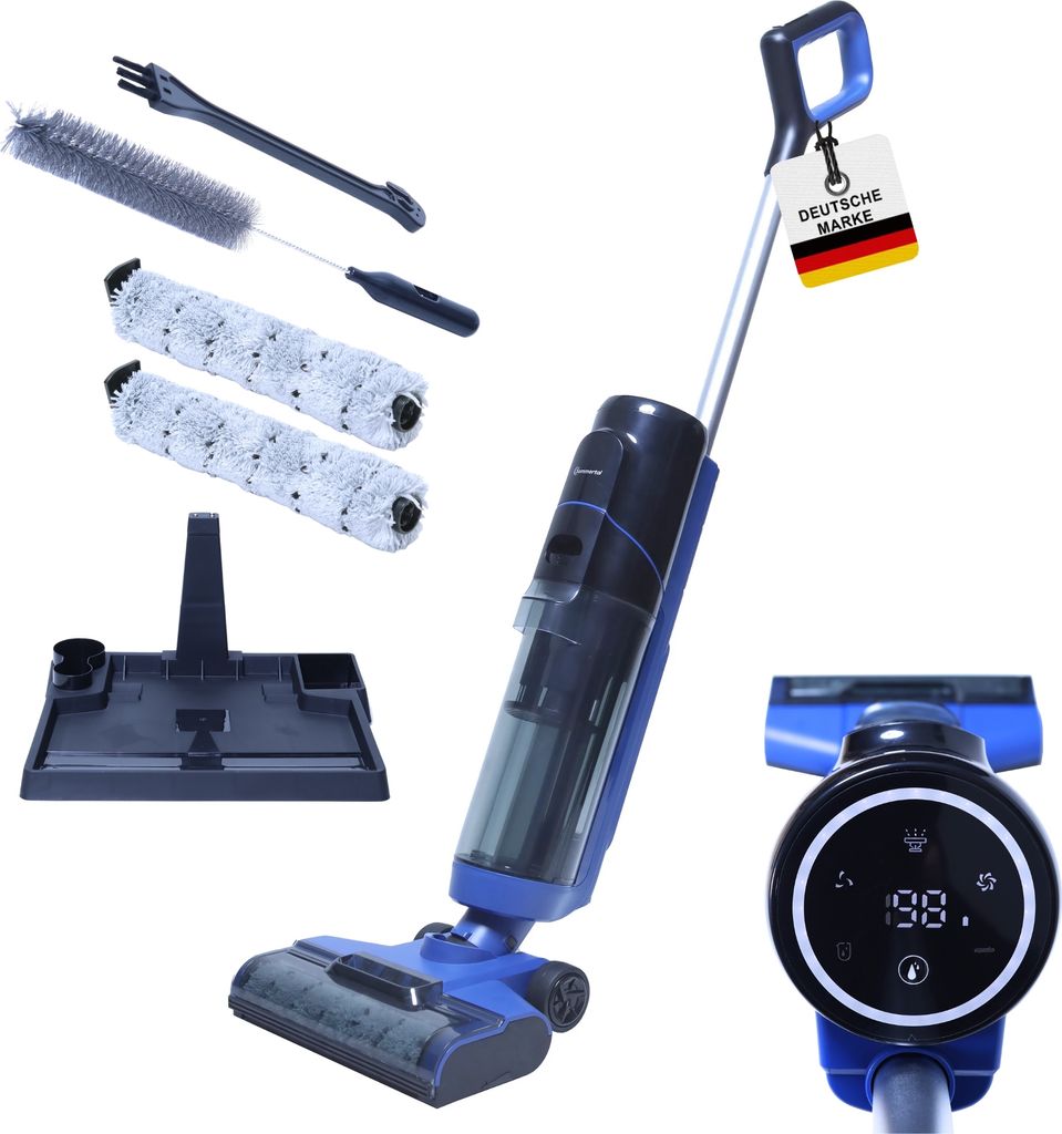 Sommertal W2 Akku Wischsauger | Nass Trockensauger | Waschsauger kabellos | Staubsauger Saugwischer | 0,5h Laufzeit | Zubehör HEPA-Filter, Ladesta...