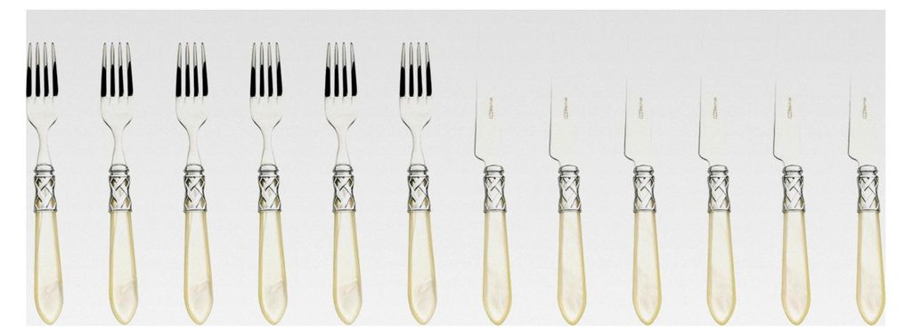 Aladdin Dessertbesteck-Set, 12-teilig, Edelstahl/ABS, elfenbeinfarben, 36 x 26 x 4 cm