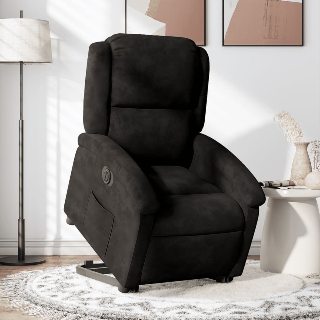 Eleganten-Stil Relaxsessel mit Aufstehhilfe Elektrisch Schwarz Samt,28,45 Kg cloris4082318