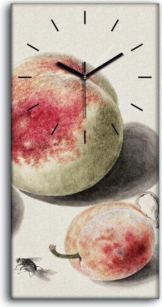 Küche Wohnzimmer Wand Leinwand Uhr 30x60 Gemälde Früchte Pfirsich Kunst - schwarze Hände