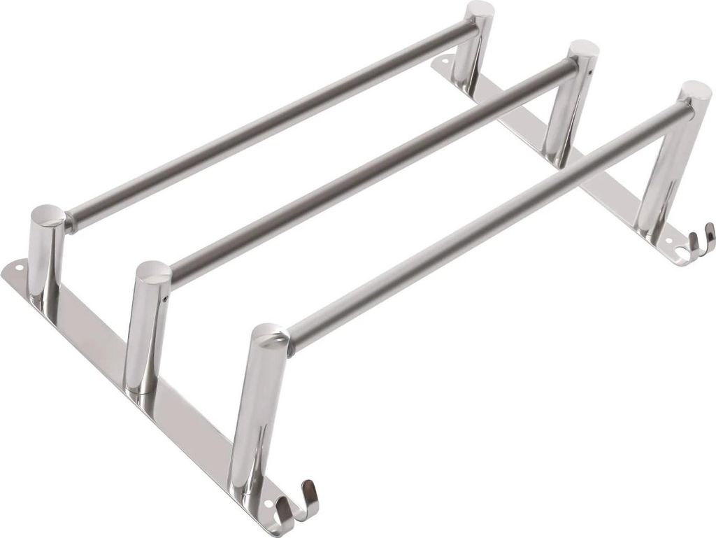 Handtuchhalter - 3-Stufige Handtuchstange - Ausziehbar 43–79 cm - Wandmontage - Mit Haken - Metall - Silber