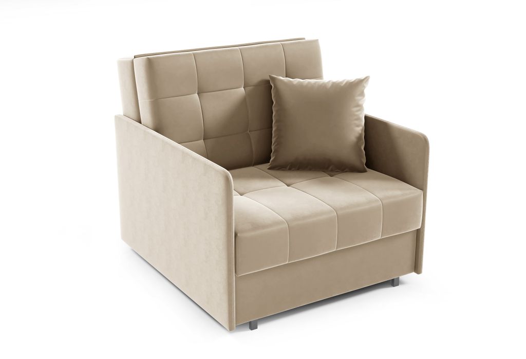 Sofasessel YORK I mit Steppung, 1-Sitzer Schlafsofa, Jugendsofa mit Schlaffunktion, ausziehbare Couch, mit Bettkasten, inkl. Kissen, Kronos 35
