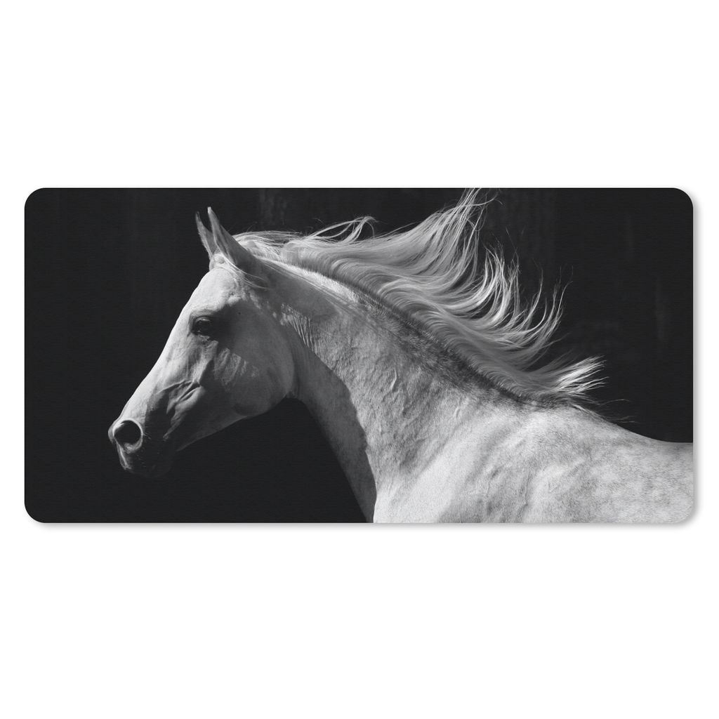 MuchoWow Schreibtischunterlage Pferde - Nutztiere - Mähnen 80x40 cm - XXL Mauspad - Gaming Mauspad