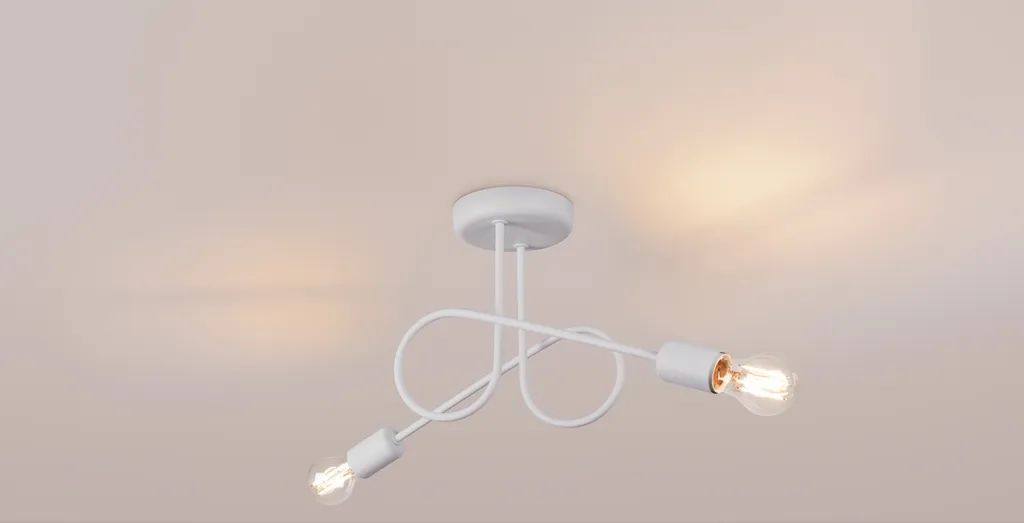 Lustre LOOP 2 Blanc Solution Éclairage Double E27 Acier Robuste