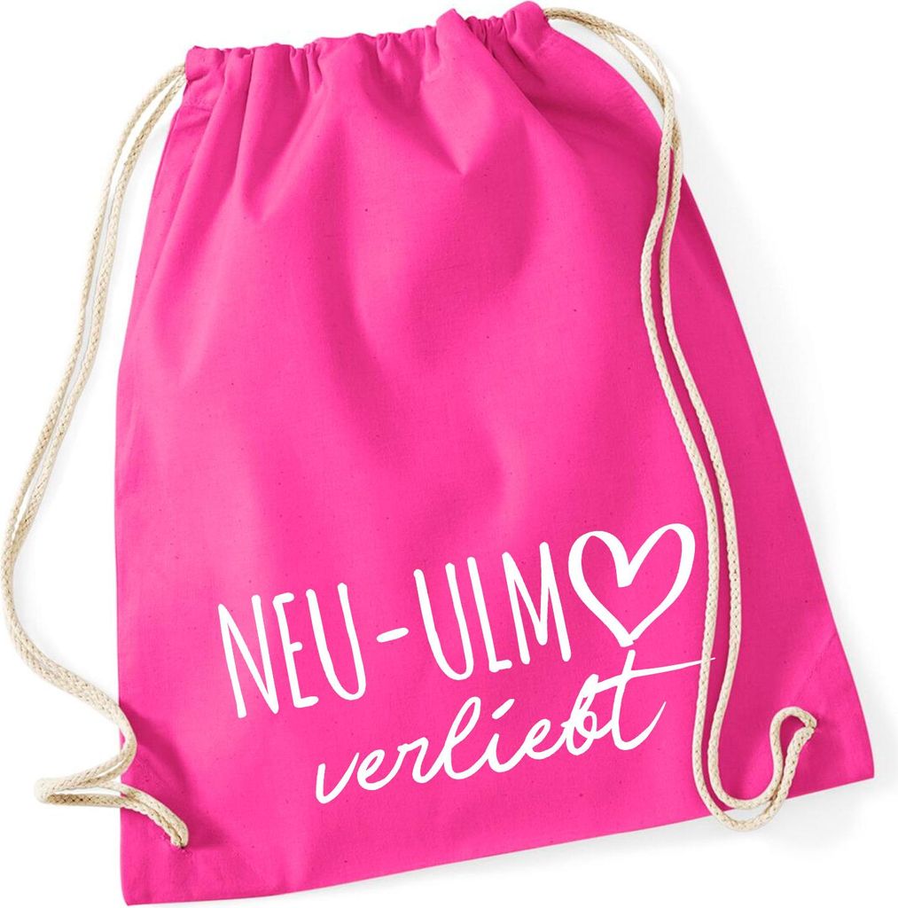Huuraa Turnbeutel Neu-Ulm verliebt 12 Liter Fuchsia Baumwolle Rucksack Geschenkidee