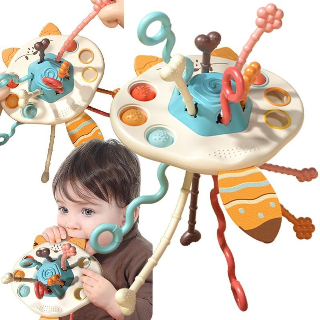 Woopie Baby Montessori-Sinnes-Beißring-Rassel – Multifunktionaler Fuchs
