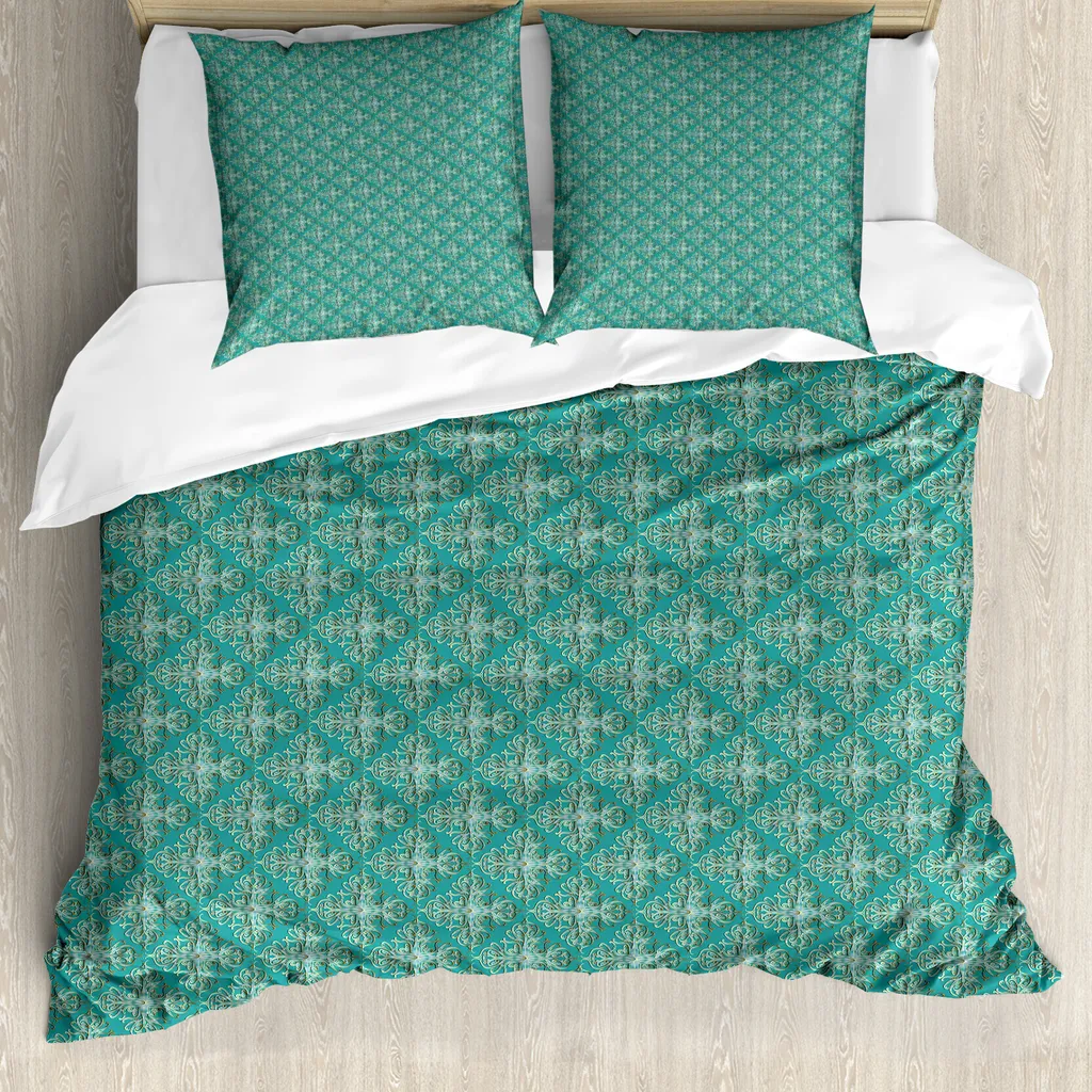Parure de lit 1 personne avec housse de couette paisley bleu marine foncé