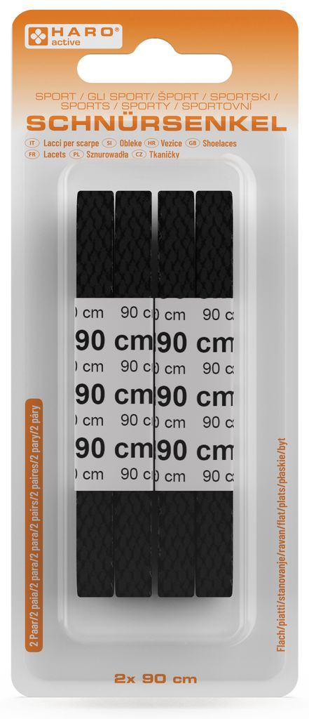 Lacets de sport HARO plats 900 mm noir 2 paires Image du produit 