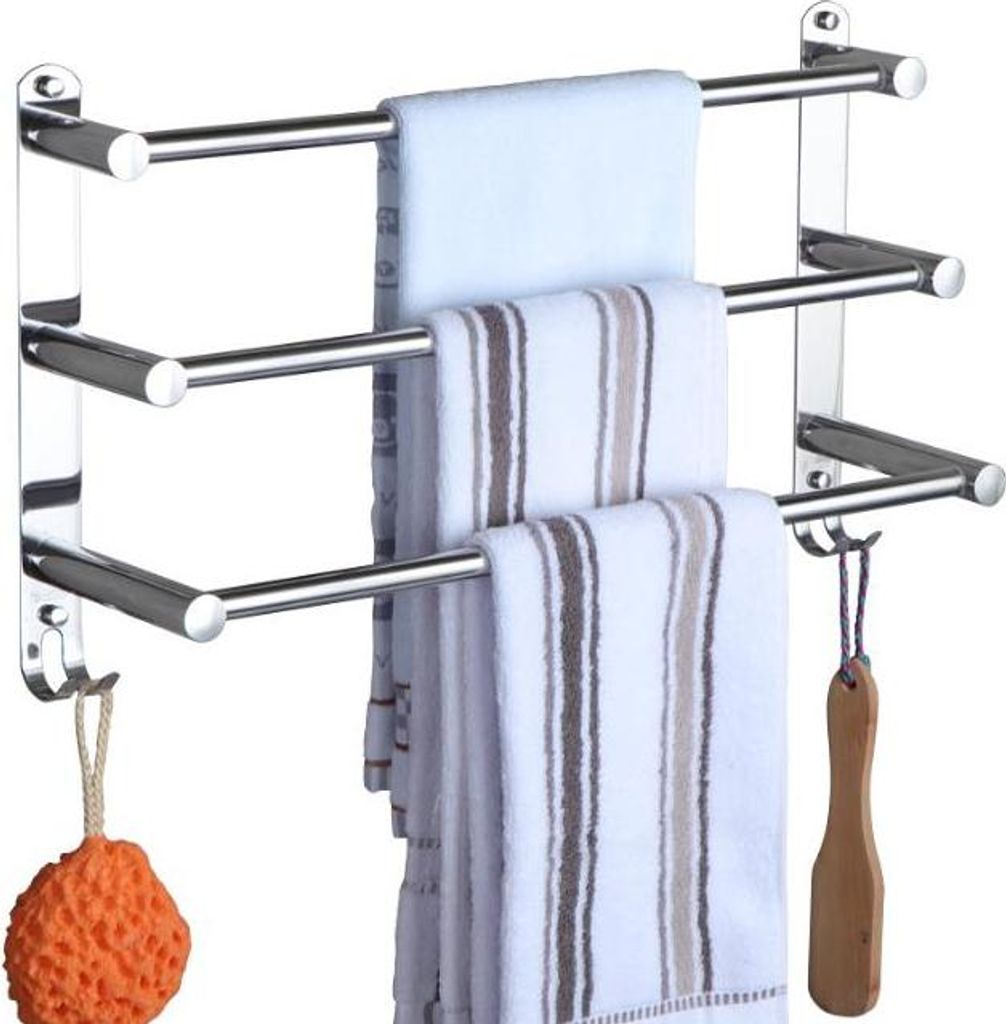 Handtuchhalter aus Edelstahl, verchromt, Wandmontage, ausziehbar, 49–90 cm, mit Haken