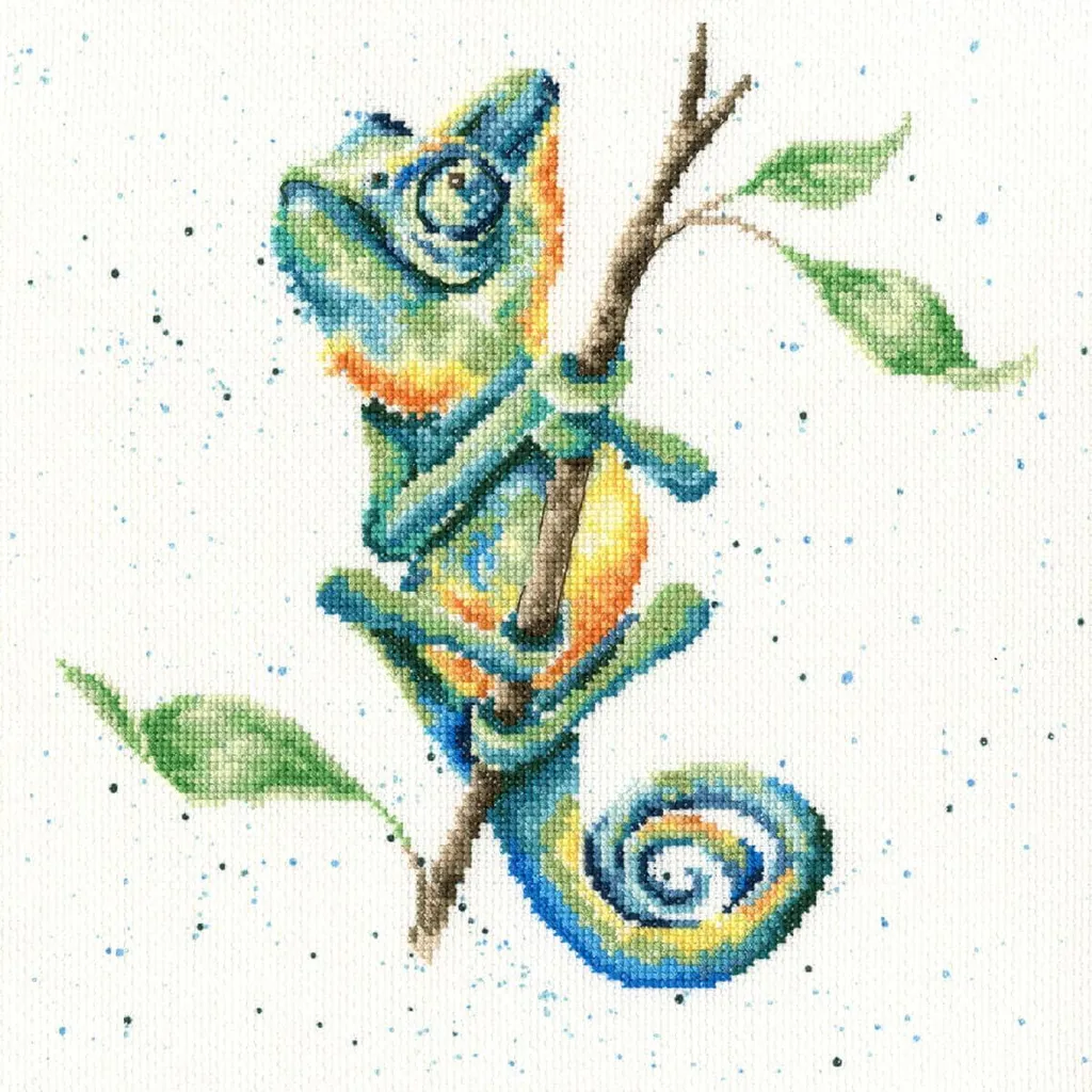 Décoration Murale DIY Kit Point de Croix Caméléon Motif Hannah Dale