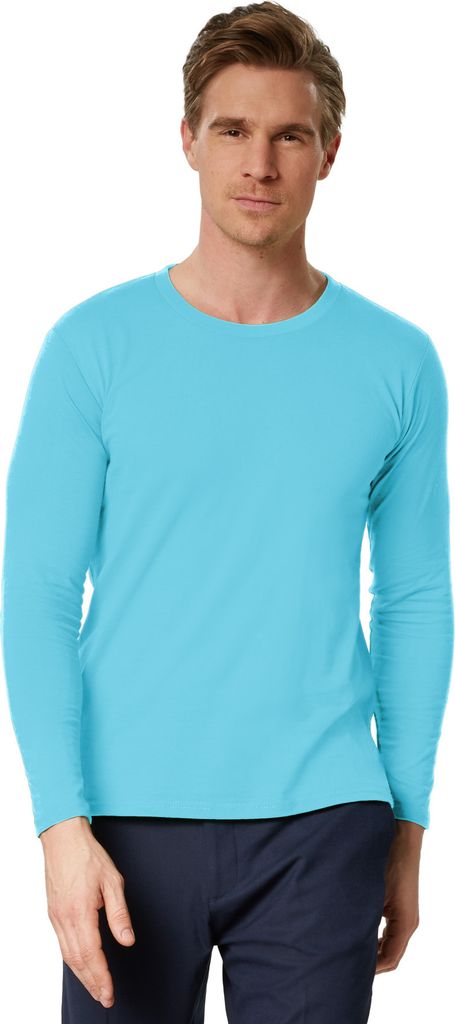 Langarm-Shirt Männer - hellblau, XL