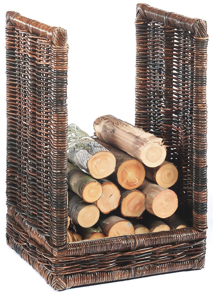 Lockardi Kaminholzablage Kaminholzregal - 48x44x74cm | krabu Rattan Holzaufbewahrung Holzregal Brennholzregal Winterdeko Holzablage Deko Regal Indoor