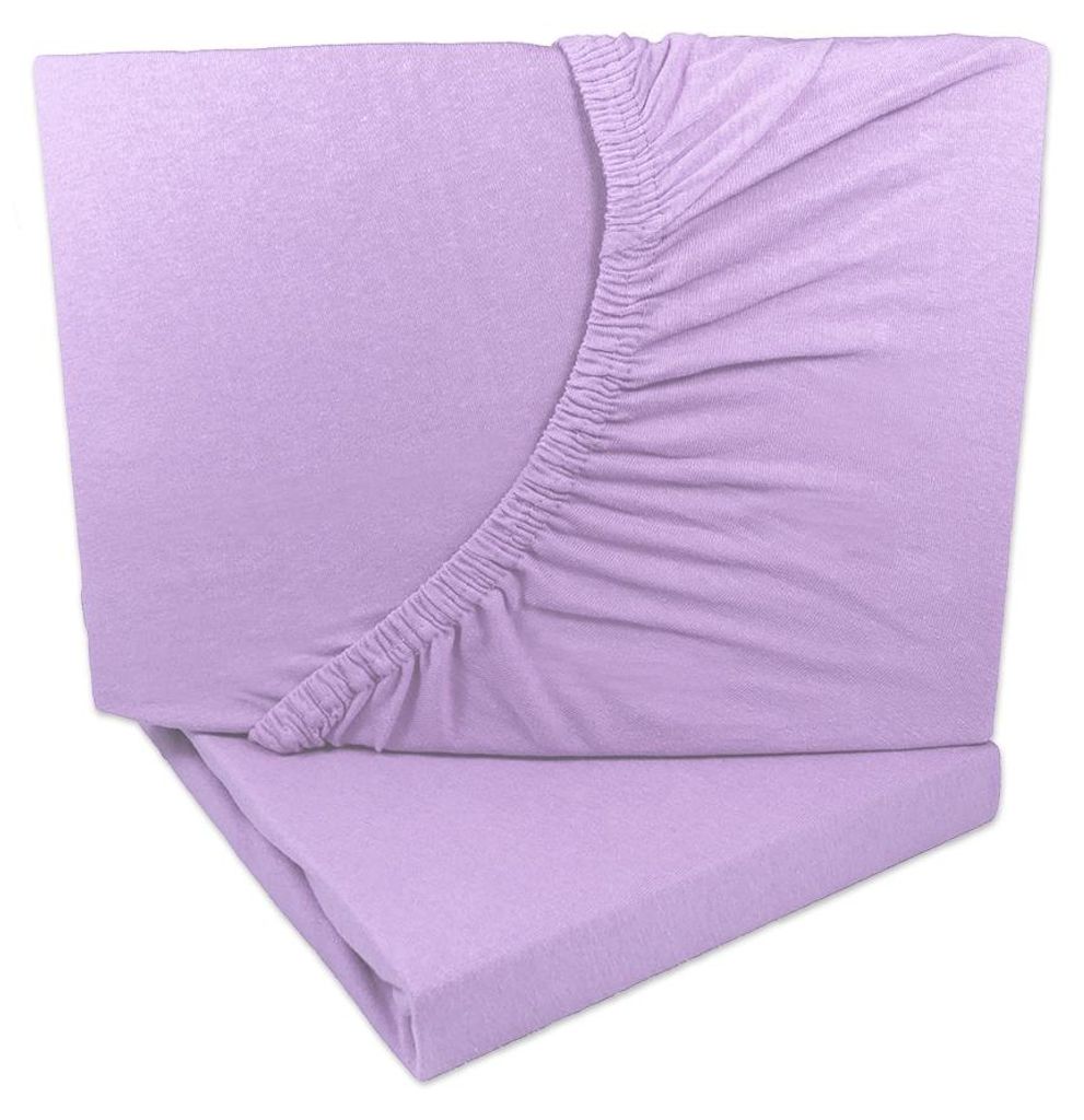 2er Set Jersey Spannbettlaken Flieder / hell Lila 90x200 - Produktbild 