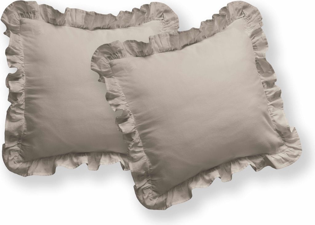 Deco4Home Bettwäsche mit Rüschen | 220x200 | Taupe Produktbild 