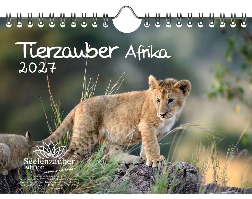 Tierzauber Afrika DIN A5 Kalender für 2027 verschiedene Tiere aus Afrika - Seelenzauber