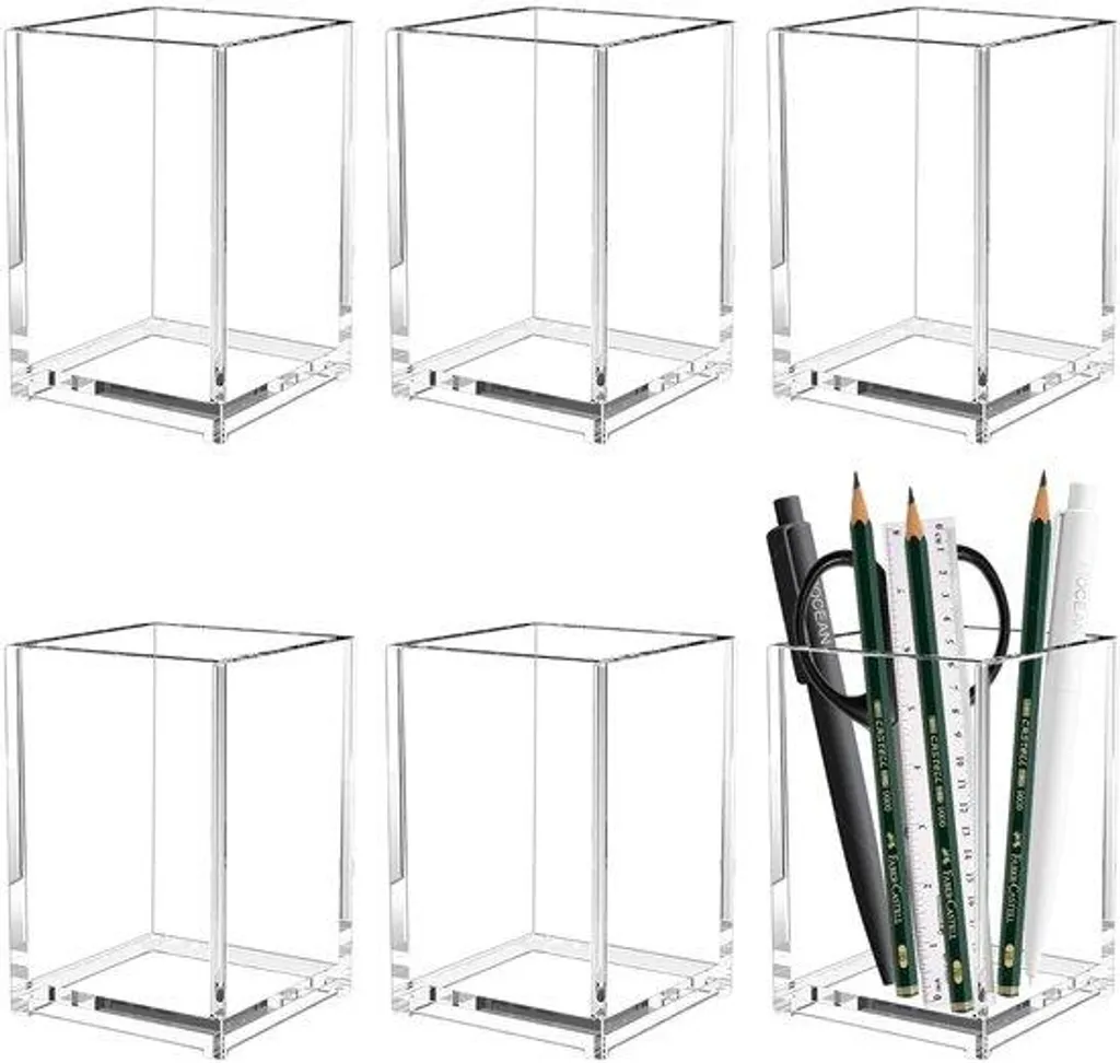 Porte-crayons transparent en acrylique pour 6 stylos, organiseur 15cm