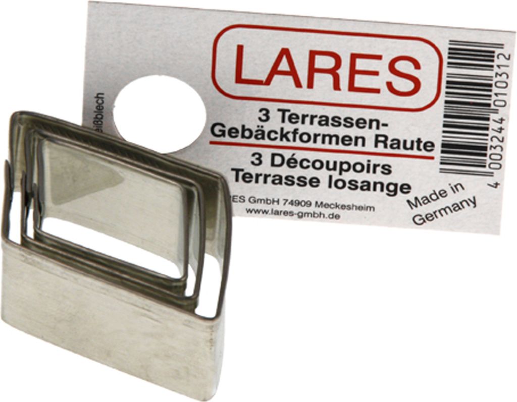 LARES Terrassen Ausstechformen Raute 3er Set - Größe ca. 4,5 - 6,5 cm - 1031
