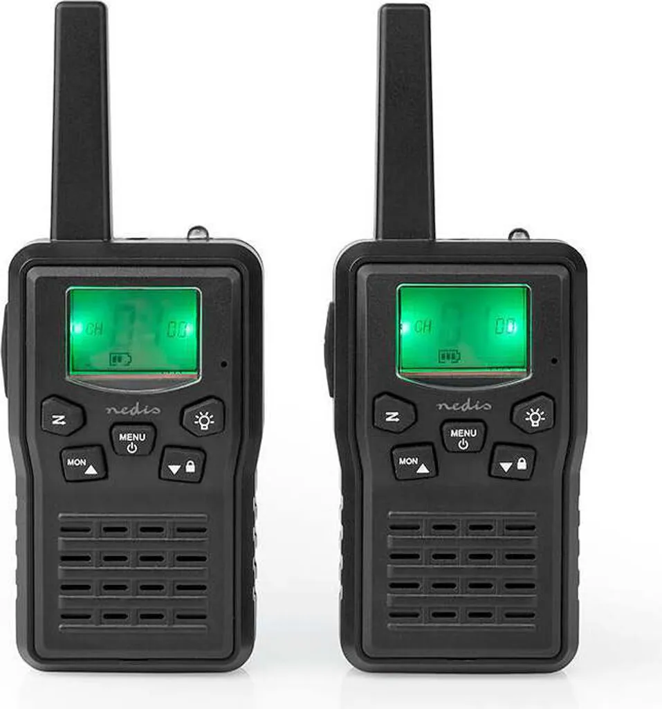 Paire de Talkies-walkies longue portée 10 km Nedis noir WLTK1010BK 8 ch