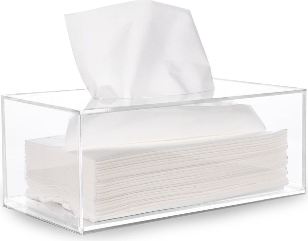 Kosmetiktuchspender-Box, Abdeckungshalter, transparenter rechteckiger Servietten-Organizer aus Acryl für Badezimmer, Küche und Büro
