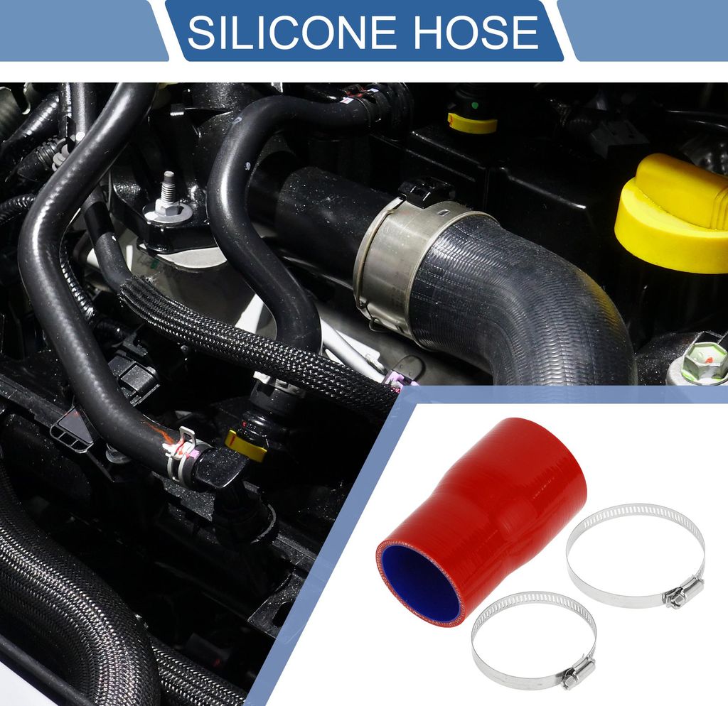 1 Satz 70-60mm/2,75"-2,36" ID 127mm/5" Länge 0 Grad Blau Rot Auto Silikonschlauch mit Schellen Kühlmittelschlauch Universal