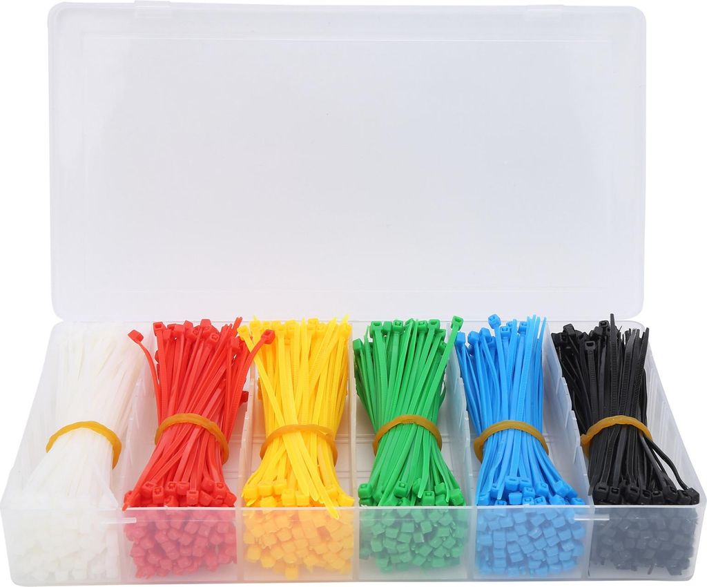 900 Stück selbstsichernde Nylon-Kabelbinder, mehrfarbig, tragbar, Organizer-Zubehör