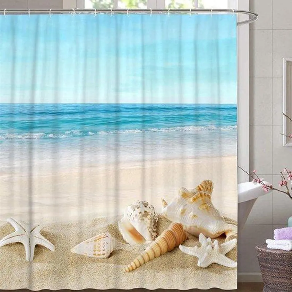 Rideau de douche turquoise 180x200 cm anti-moisissure en tissu souple