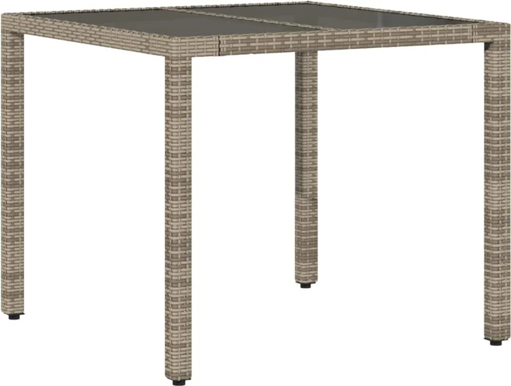 Tavolo da Giardino vidaXL 90x90 Vetro Grigio e Poly Rattan | Offerta