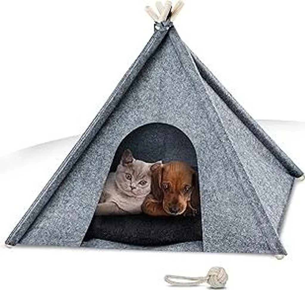Cuccia Tenda in Feltro per Cani e Gatti | Letto Indoor con Cuscino S