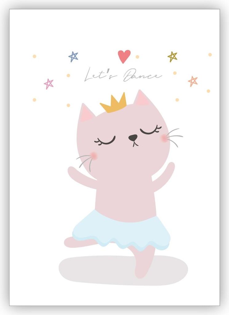 Lustige Einladungskarte mit Katzen Ballerina für Mädchen & beste Freundinnen: Let's dance